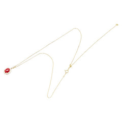 ノーブランド K18YG イエローゴールド 珊瑚 ダイヤモンド0.48ct ペンダントネックレス レディース no brand 【中古】