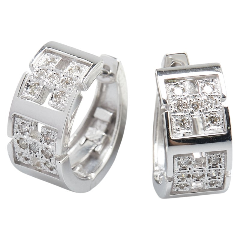 ノーブランド K18WG ホワイトゴールド ダイヤモンド0.28ct フープピアス レディース no brand 【中古】
