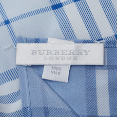 バーバリー チェック スカーフ ブルー ホワイト シルク レディース BURBERRY 【中古】