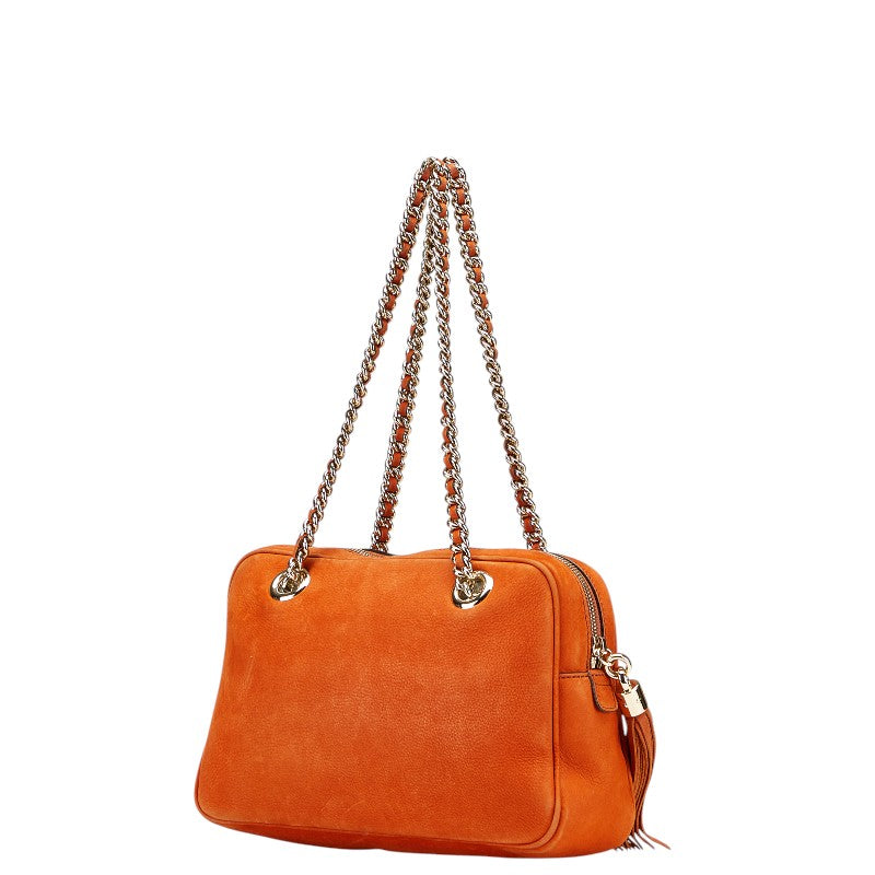 グッチ ソーホー フリンジ チェーン ショルダーバッグ 308983 ブラウン オレンジ レザー レディース GUCCI 【中古】
