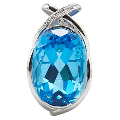 ノーブランド ブルー K18WG ホワイトゴールド トパーズ61.68ct ダイヤ0.06ct ペンダントトップ レディース no brand 【中古】