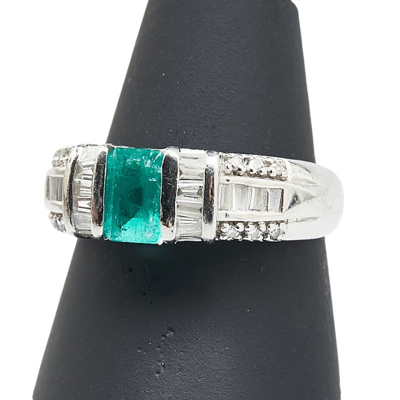 ノーブランド グリーン Pt900 プラチナ エメラルド0.70ct ダイヤ0.75ct リング 指輪 レディース no brand 14.5号 【中古】