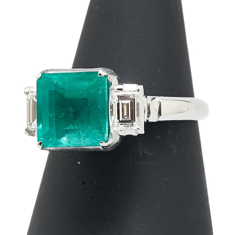 グリーン Pt プラチナ エメラルド2.90ct ダイヤ0.61ct 三越 リング 指輪 レディース 11.5号 【中古】