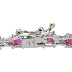 ノーブランド K18WG ホワイトゴールド ルビー6.5ct ダイヤ0.50ct ブレスレット レディース no brand 【中古】