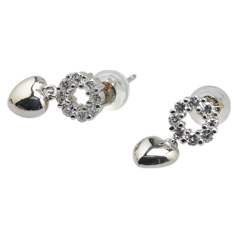 ノーブランド Pt900 プラチナ ダイヤ0.32ct スイング ハート モチーフ スタッドピアス レディース no brand 【中古】