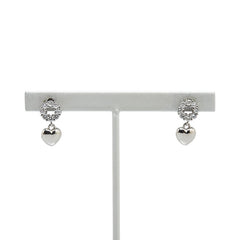 ノーブランド Pt900 プラチナ ダイヤ0.32ct スイング ハート モチーフ スタッドピアス レディース no brand 【中古】