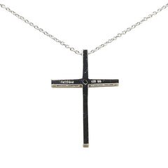 K18WG ホワイトゴールド ダイヤ0.18ct Petitreve プチレーヴ クロス 十字架 モチーフ ネックレス レディース 【中古】
