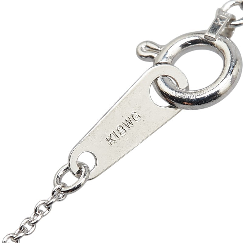 K18WG ホワイトゴールド ダイヤ0.18ct Petitreve プチレーヴ クロス 十字架 モチーフ ネックレス レディース 【中古】