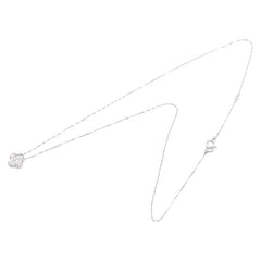 ノーブランド K18WG ホワイトゴールド ダイヤ0.14ct パヴェ クローバー モチーフ ペンダントネックレス レディース no brand 【中古】