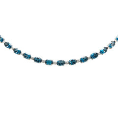ノーブランド K10WG ホワイトゴールド ブルートパーズ26.54ct ダイヤ0.23ct ネックレス レディース no brand 【中古】