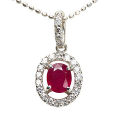 Pt900 プラチナ Pt850 プラチナ ルビー0.51ct ダイヤ0.21ct ペンダントネックレス レディース 【中古】