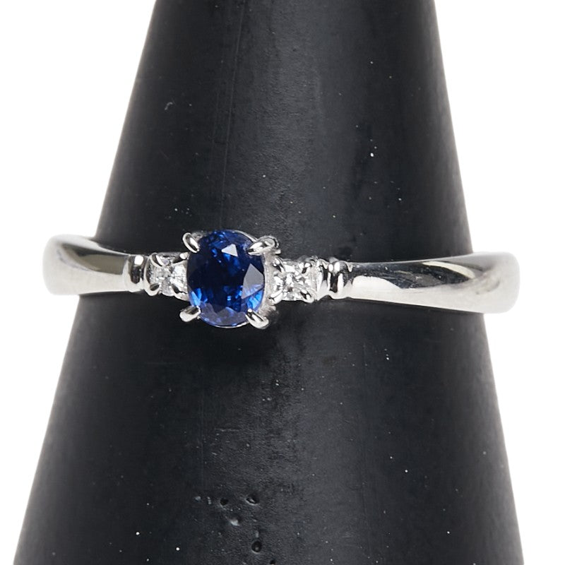 Pt900 プラチナ サファイア0.26ct ダイヤ0.03ct リング 指輪 レディース 11.5号 【中古】