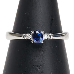 Pt900 プラチナ サファイア0.26ct ダイヤ0.03ct リング 指輪 レディース 11.5号 【中古】