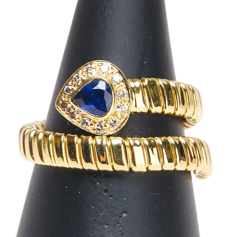 K18YG イエローゴールド サファイア0.10ct リング 指輪 レディース 18号 【中古】