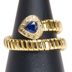 K18YG イエローゴールド サファイア0.10ct リング 指輪 レディース 18号 【中古】