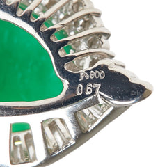 Pt900 プラチナ ダイヤ0.67ct 翡翠 ペンダントトップ レディース 【中古】