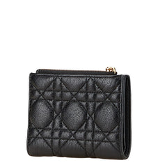 ディオール カナージュ カロ ダリアウォレット 二つ折り財布 ブラック レザー レディース Dior 【中古】