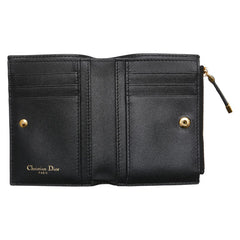 ディオール カナージュ カロ ダリアウォレット 二つ折り財布 ブラック レザー レディース Dior 【中古】