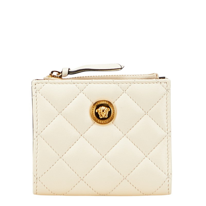 ヴェルサーチェ メデューサ 二つ折り財布 アイボリー ホワイト レザー レディース VERSACE 【中古】