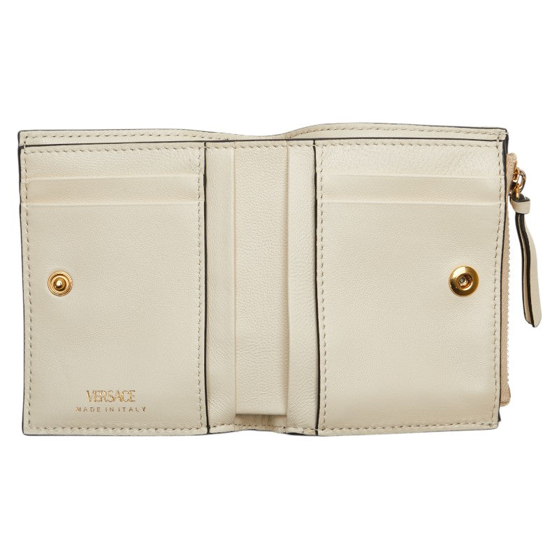 ヴェルサーチェ メデューサ 二つ折り財布 アイボリー ホワイト レザー レディース VERSACE 【中古】