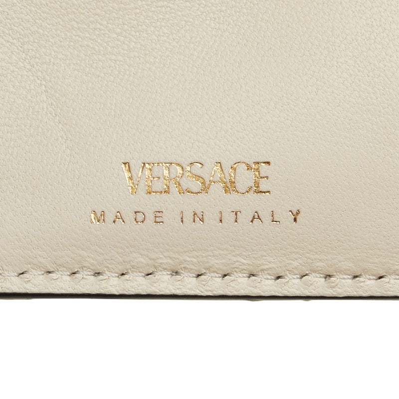 ヴェルサーチェ メデューサ 二つ折り財布 アイボリー ホワイト レザー レディース VERSACE 【中古】