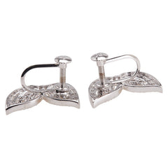 ノーブランド K14WG ホワイトゴールド Pt900 プラチナ コンビ ダイヤ0.25ct ネジ式 イヤリング レディース no brand 【中古】