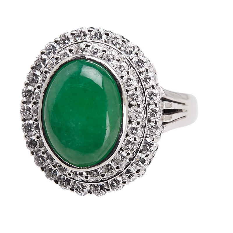 ノーブランド Pt850 プラチナ ひすい2.70ct ダイヤ0.966ct リング 指輪 レディース no brand 9.5号 【中古】