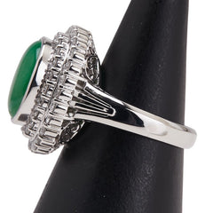 ノーブランド Pt850 プラチナ ひすい2.70ct ダイヤ0.966ct リング 指輪 レディース no brand 9.5号 【中古】