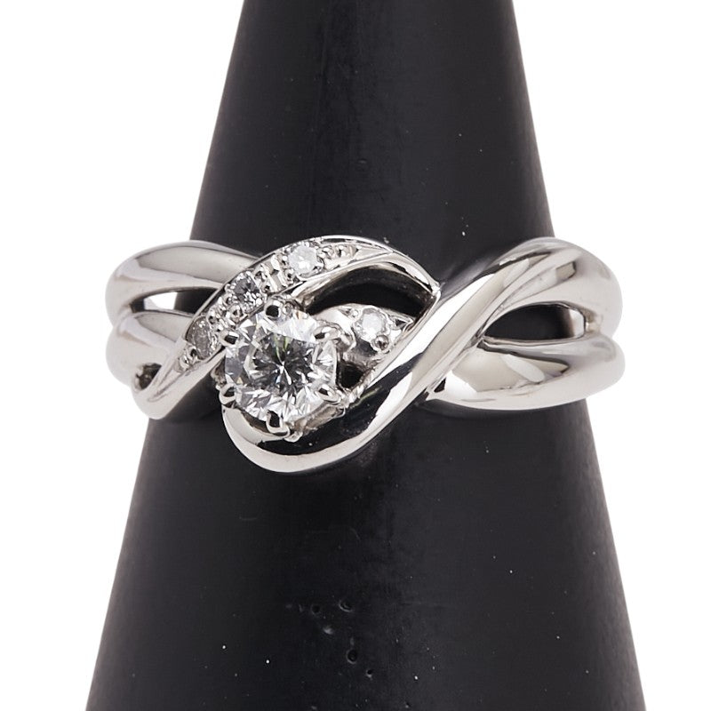 ノーブランド Pt850 プラチナ ダイヤ0.31ct ダイヤ0.04ct リング 指輪 レディース no brand 11号 【中古】