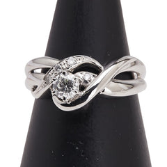 ノーブランド Pt850 プラチナ ダイヤ0.31ct ダイヤ0.04ct リング 指輪 レディース no brand 11号 【中古】