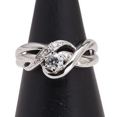 ノーブランド Pt850 プラチナ ダイヤ0.31ct ダイヤ0.04ct リング 指輪 レディース no brand 11号 【中古】