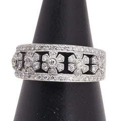 ノーブランド K18WG ホワイトゴールド ダイヤ0.433ct 花 フラワー モチーフ リング 指輪 レディース no brand 13号 【中古】