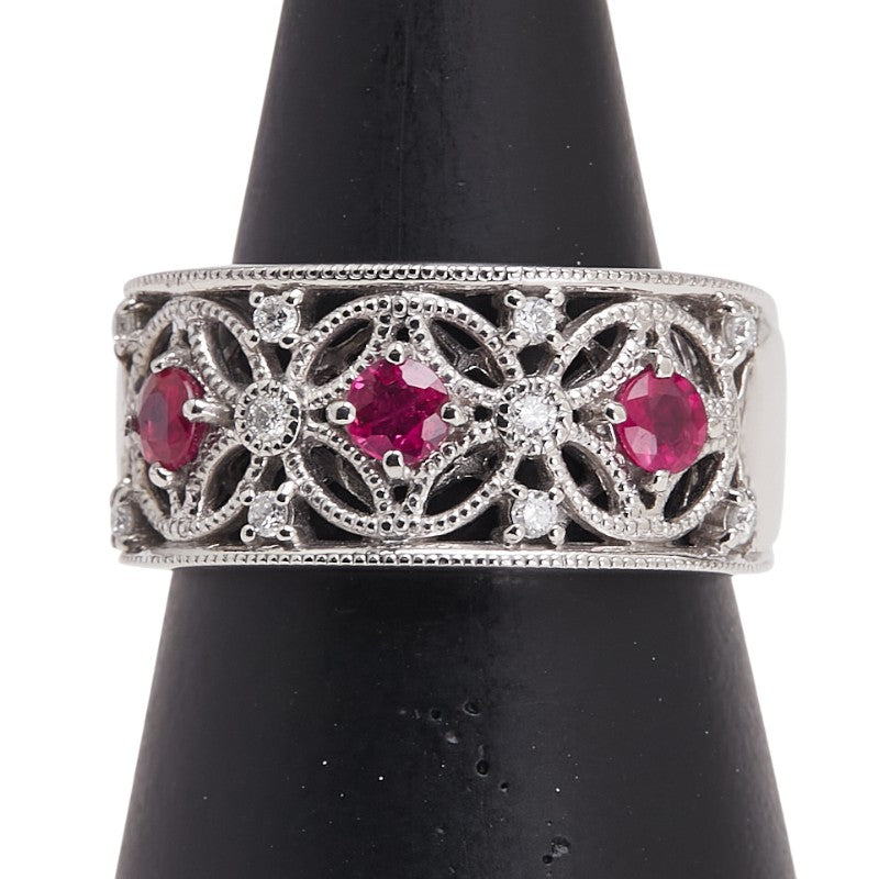 ノーブランド Pt900 プラチナ ルビー0.50ct ダイヤ0.13ct リング 指輪 レディース no brand 13号 【中古】