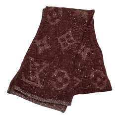 ルイ ヴィトン モノグラム グリッター スパンコール マフラー ワインレッド ナイロン コットン モヘヤ レディース LOUIS VUITTON 【中古】
