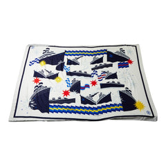 シャネル クルーズコレクション LA PAUSA 豪華客船 大判ストール パレオ ホワイト ネイビー マルチカラー シルク コットン レディース CHANEL 【中古】