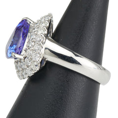 ノーブランド Pt900 プラチナ タンザナイト4.450ct ダイヤ1.54ct トライアングル モチーフ リング 指輪 レディース no brand 12号 【中古】