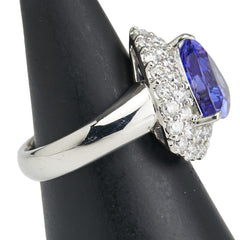 ノーブランド Pt900 プラチナ タンザナイト4.450ct ダイヤ1.54ct トライアングル モチーフ リング 指輪 レディース no brand 12号 【中古】