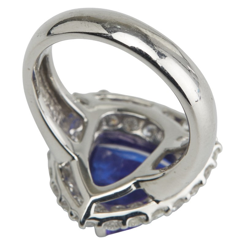 ノーブランド Pt900 プラチナ タンザナイト4.450ct ダイヤ1.54ct トライアングル モチーフ リング 指輪 レディース no brand 12号 【中古】