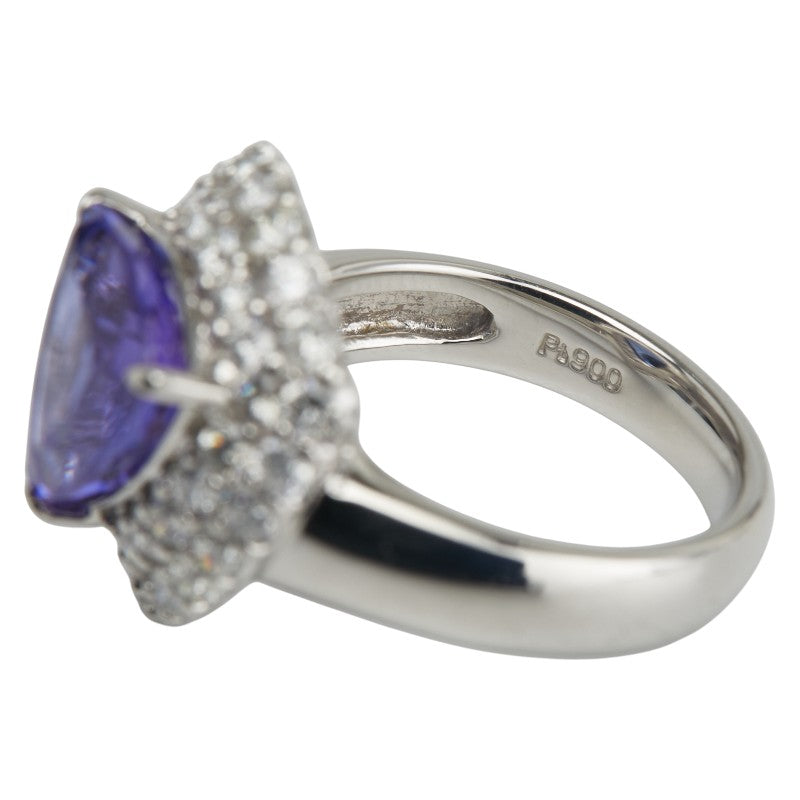 ノーブランド Pt900 プラチナ タンザナイト4.450ct ダイヤ1.54ct トライアングル モチーフ リング 指輪 レディース no brand 12号 【中古】