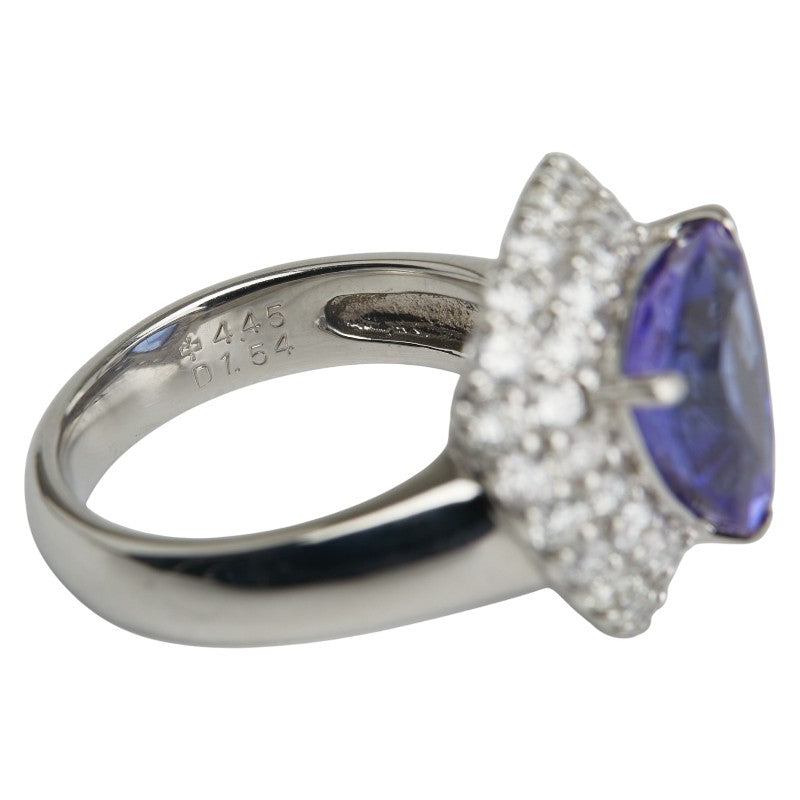 ノーブランド Pt900 プラチナ タンザナイト4.450ct ダイヤ1.54ct トライアングル モチーフ リング 指輪 レディース no brand 12号 【中古】