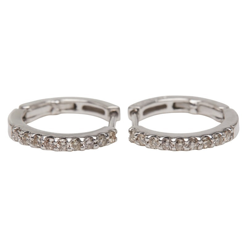 ノーブランド K18WG ホワイトゴールド ダイヤ0.3ct フープピアス レディース no brand 【中古】