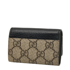 グッチ GGスプリーム GGマーモント キーケース 6連 456118 ベージュ ブラック PVC レザー レディース GUCCI 【中古】