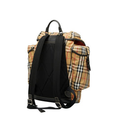 バーバリー ノバチェック リュック バックパック ベージュ ブラック レッド キャンバス レザー レディース BURBERRY 【中古】