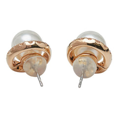 ノーブランド ゴールド シルバー K18 ゴールド Pt900 プラチナ コンビ パール約7.3mm ダイヤ0.47ct ピアス レディース no brand 【中古】