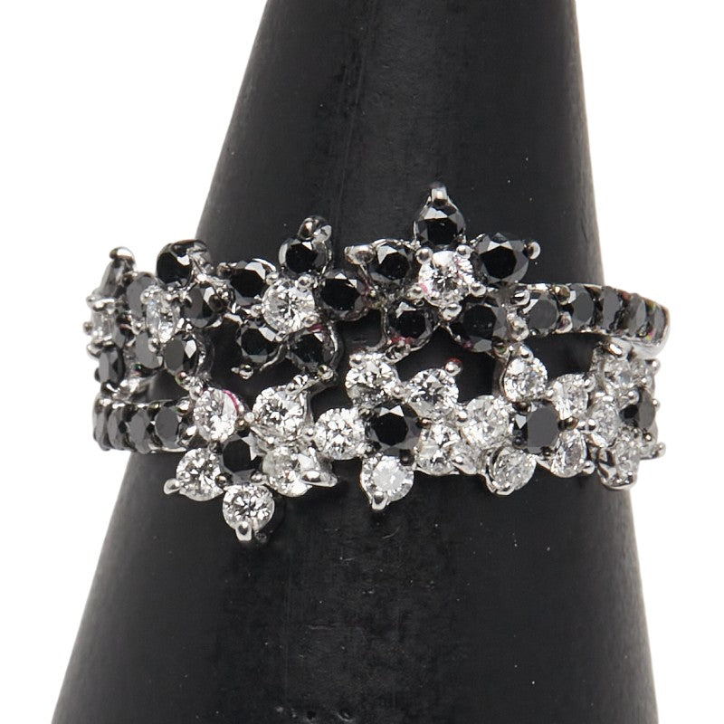 ノーブランド K18WG ホワイトゴールド ブラックダイヤ0.60ct ダイヤ0.40ct リング 指輪 レディース no brand 9.5号 【中古】