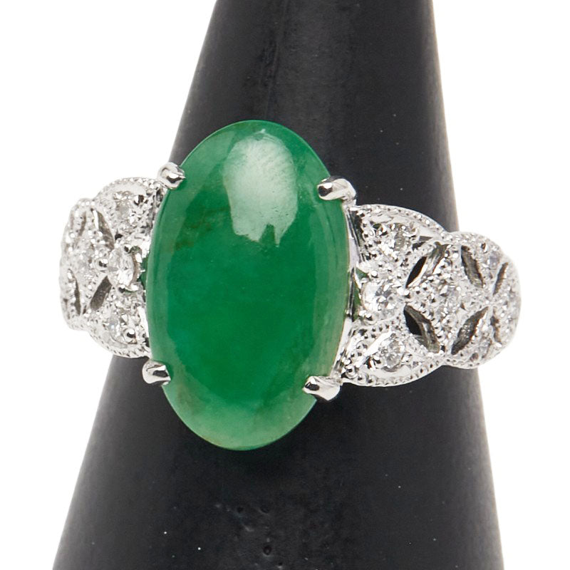 ノーブランド Pt900 プラチナ 翡翠4.33ct ダイヤ0.221ct リング 指輪 レディース no brand 11号 【中古】