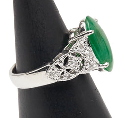 ノーブランド Pt900 プラチナ 翡翠4.33ct ダイヤ0.221ct リング 指輪 レディース no brand 11号 【中古】