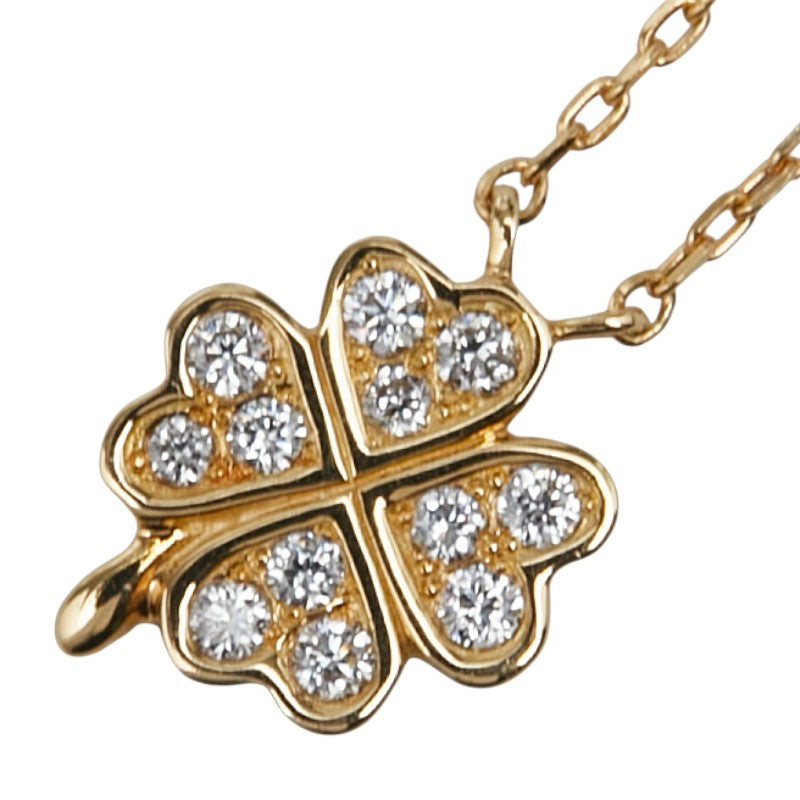 スタージュエリー K18 ゴールド ダイヤモンド0.05ct クローバー モチーフ ネックレス レディース STAR JEWELRY 【中古】