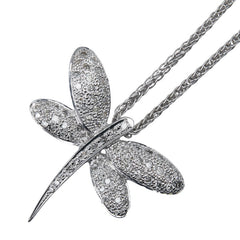 ノーブランド K18WG ホワイトゴールド ダイヤモンド1.00ct トンボ モチーフ ネックレス レディース no brand 【中古】