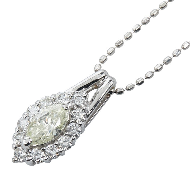 ノーブランド K18WG ホワイトゴールド ダイヤ0.32ct ダイヤ0.27ct ネックレス レディース no brand 【中古】